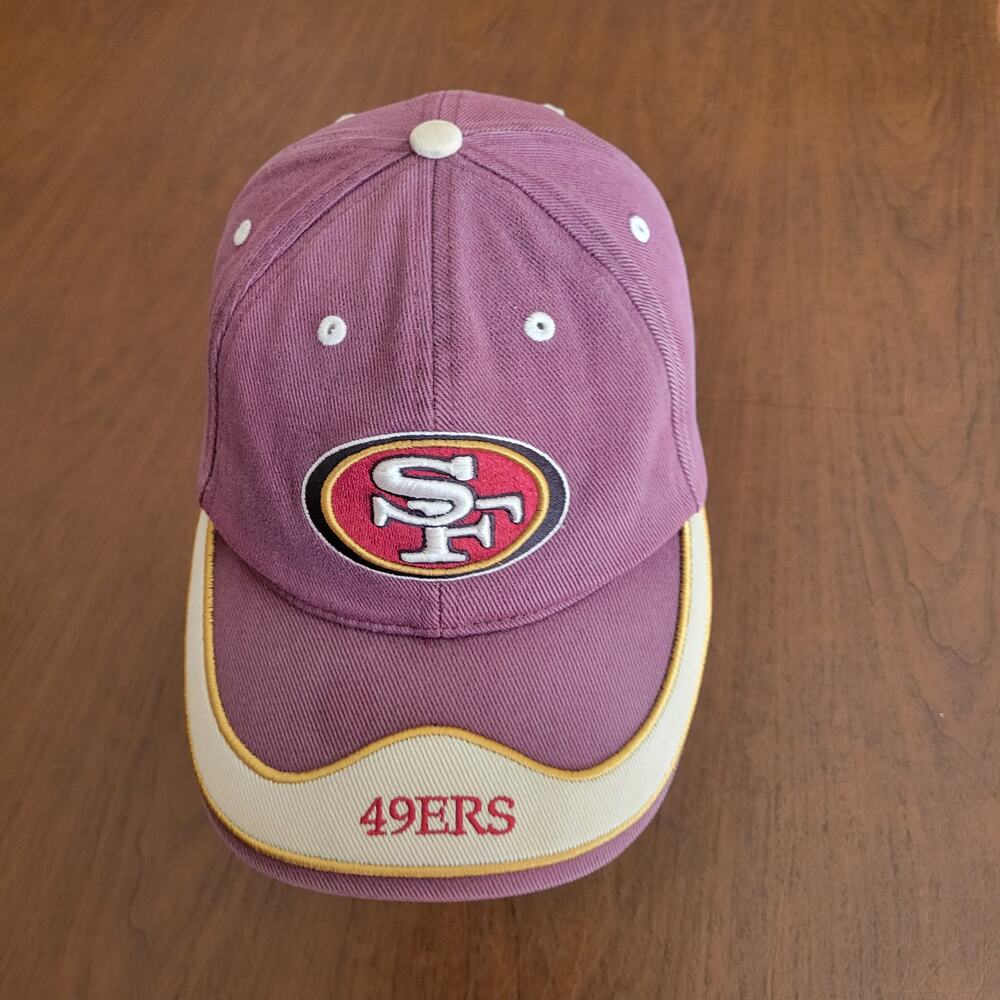 Vintage 90s San Francisco 49ers Hat Burgundy Gold Split Sandwich Brim Cap NFL